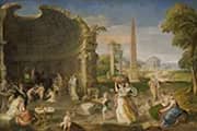 Landscape with Classical Ruins and Women Bathing By Lambert Sustris