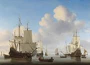 Dutch Ships on a Calm Sea c1665 By Willem van de Velde