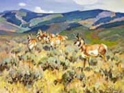 In the Foothills Antelope By Carl Rungius