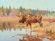 Moose in Marshland By Carl Rungius