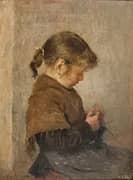 Darning a Stocking 1891 By Joan Brull