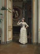 Woman with a Bird at the Castle of Maison Laffitte 1882 By Gunnar Berndtson
