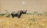 Rhinoceros in the Steppe By Wilhelm Kuhnert
