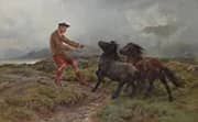 A Ghillie and Two Shetland Ponies in a Misty Landscape 1861 By Rosa Bonheur