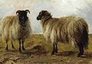Two Rams in a Landscape By Rosa Bonheur