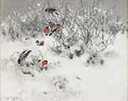 Winter Landscape with Bullfinches 1891 By Bruno Liljefors