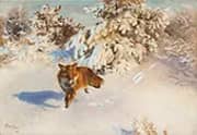 Winter Landscape with Fox By Bruno Liljefors