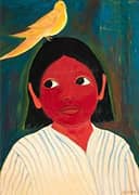 Girl with Bird 1950 By Thelma Johnson Streat