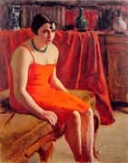Seated Woman in a Red Dress 1920 By Roderic O'Conor