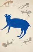 Blue Animal with Five Figures 1942 By Bill Traylor
