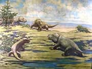 Cynognathus and Kanneyeria from the Triassic By Charles R Knight