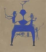 Figures on Blue Construction By Bill Traylor