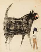 Man and Large Dog By Bill Traylor