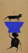 Man Carrying Dog on Object By Bill Traylor