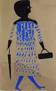 Man with Handbag and Umbrella By Bill Traylor