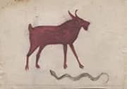 Red Goat with Snake By Bill Traylor