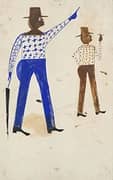 Two Men Walking By Bill Traylor