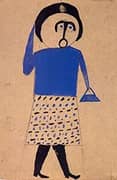 Woman in Blue Skirt and Gloves By Bill Traylor