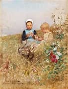 French Children on a Meadow By Hugo Salmson