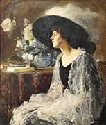 Interior com Figura Feminina 1913 By Carlos Reis