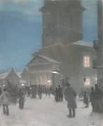 Christmas Eve Outside Frue Kirke By Hans Andersen Brendekilde