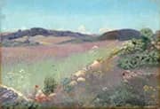 Danish Summer Landscape with Poppies and Cornflowers By Hans Andersen Brendekilde