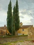Italian Landscape with a Monastry and Pine Trees 1942 By Hans Andersen Brendekilde
