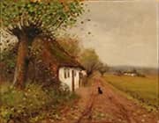 Landscape with a Dog Waiting on a Country Road By Hans Andersen Brendekilde