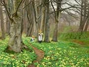 Two Girls Picking Flowers in a Spring Forest 1903 By Hans Andersen Brendekilde