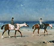 Race Horses on the Beach By Rene Princeteau