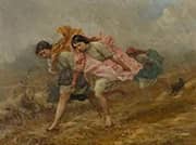 Escape from the Rain c1910 By Antoni Piotrowski