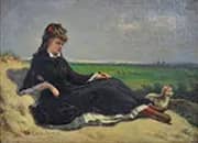 The Elegant Woman with a Dog By Gabriel-Amable de La Foulhouze