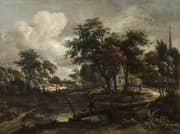 Landscape with a Footbridge By Meindert Hobbema
