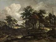 Landscape with a Footbridge By Meindert Hobbema
