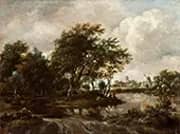 Landscape with Anglers and a Distant Town By Meindert Hobbema