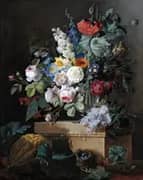 An Elaborate Still Life Of Flowers In A Glass Vase By Pierre-Joseph Redoute