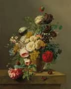 Roses Tulips Peonies Marigolds A Carnation An Iris And Other Flowers By Pierre-Joseph Redoute