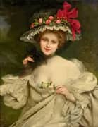 A Beauty with a Red Ribboned Hat By Francois Martin-Kavel