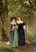 Two Ladies on a Forest Walk By Wilhelm Amberg