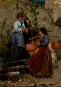 A Chat Beside the Fountain By Ferdinand Max Bredt