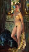 Female Nude Standing at the Window By Ferdinand Max Bredt