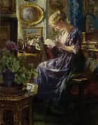Young Woman Reading a Letter by the Window By Ferdinand Max Bredt