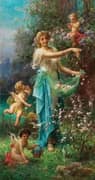An Allegory of Spring With Cupid By Hans Zatzka