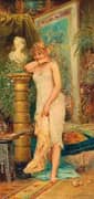 In the Atelier the Shy Model By Hans Zatzka