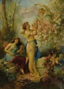 Venus With Putti and Attendants By Hans Zatzka
