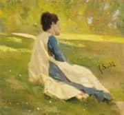 Resting in the Meadow By Raffaello Sorbi