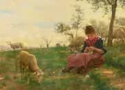 The Knitting Shepherdess By Raffaello Sorbi