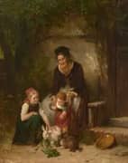 Feeding the Rabbits 1879 By Rudolf Epp