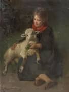 Girl with Sheep By Rudolf Epp
