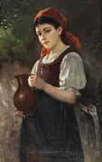 Young Girl with a Clay Jug By Rudolf Epp